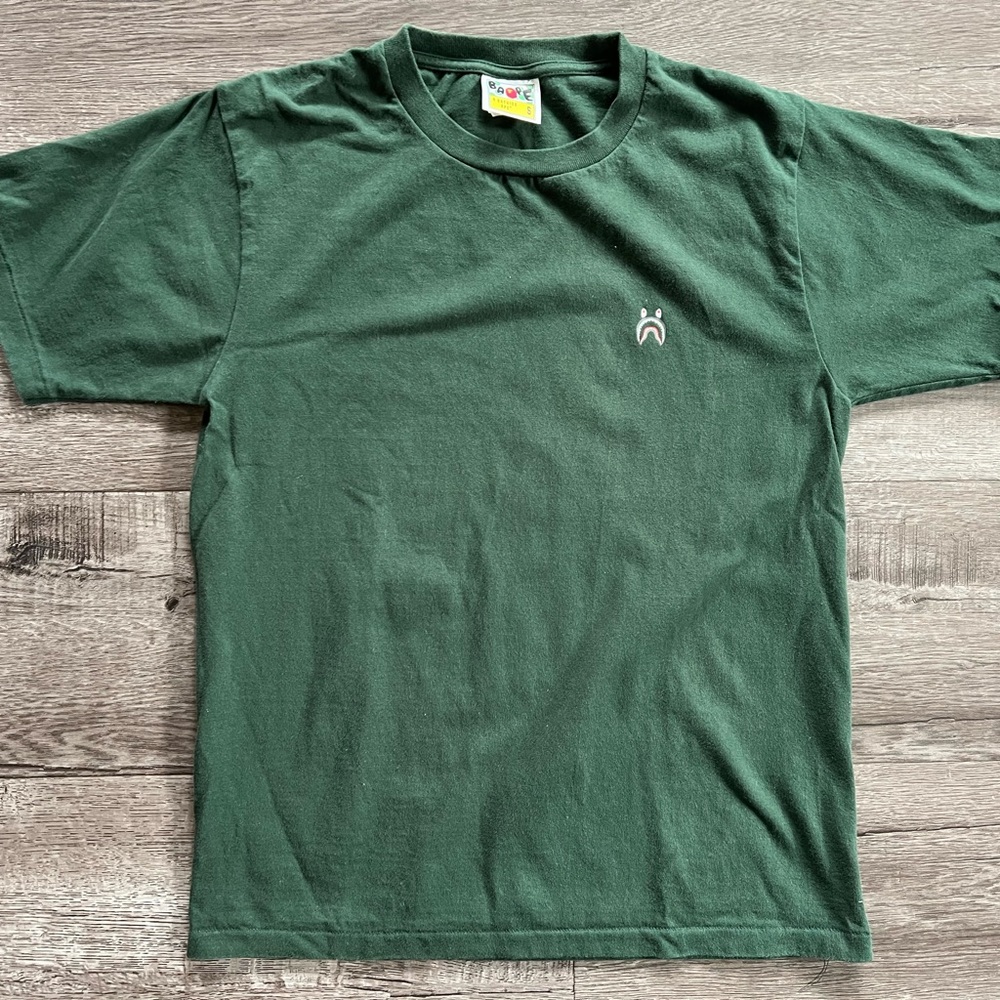 BAPE Mens Green Short Sleeve Pocket Logo College Crew Neck T-shirt Size Small